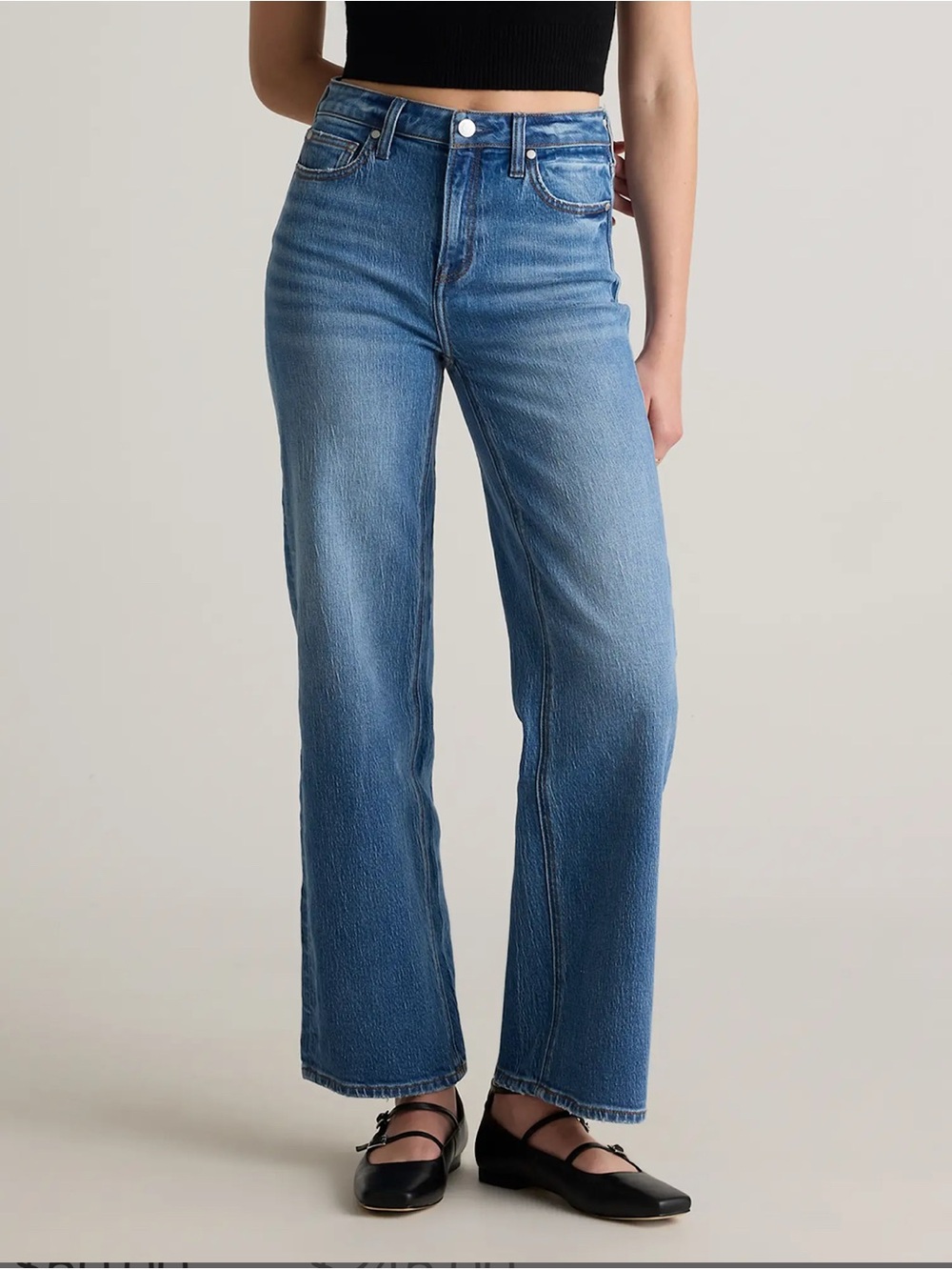 Quince Women’s Bella Stretch Straight Jeans – 28” – Seaside Blue – Size 28.